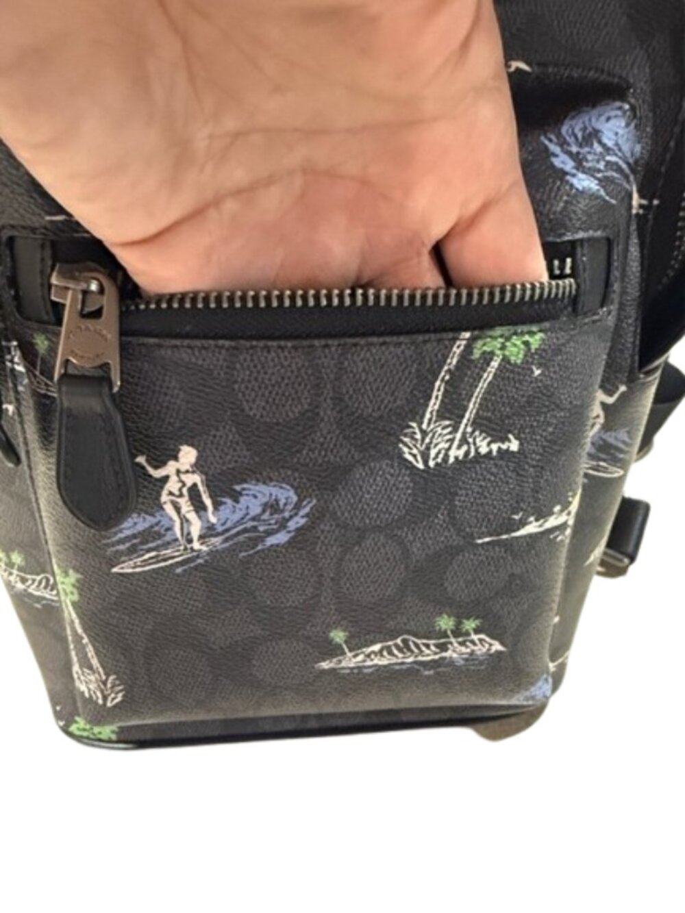 Coach West Pack Sling Bag Charcoal Multi Signature Canvas Surf Print NWT - Picture 14 of 14